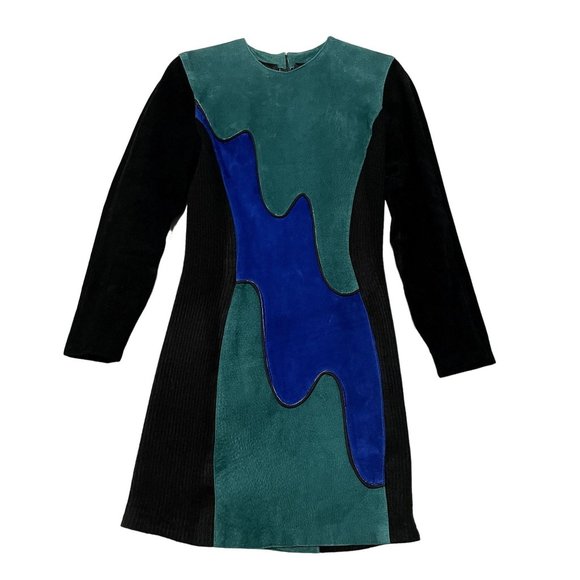 OUTERWEAR BY PHOENIX VINTAGE 80'S 90'S‎ SUEDE LEATHER DRESS SIZE 8 (MEDIUM) | N1 - Picture 1 of 12